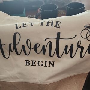 Cream 'Let the Adventure Begin' Decorative Tote Bag